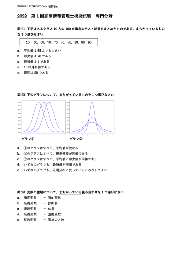 医療の資格 診療情報管理士 模擬試験